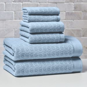 Better Homes & Gardens Signature Soft Cotton Melange 6 Piece Bath Towel Set,Blue Silver.