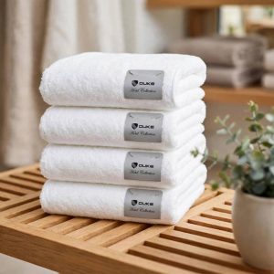 Duke Hotel Collection 100% Cotton Bath Towel, White.