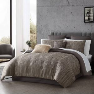 Hallmart Collectibles 12pc King Nylah Jacquard Bedding Set Brown.