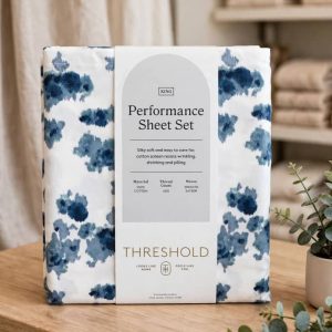 Threshold King Floral Print Cotton Performance Sheet Set - Blue Blurry Floral