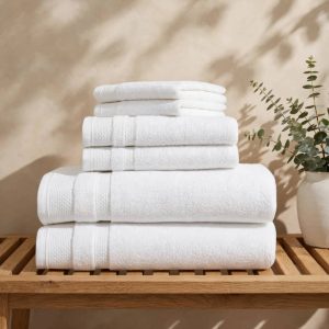Hotel Style Luxury Bath Set, 100% U.S. Cotton, Arctic White, 6-Piece