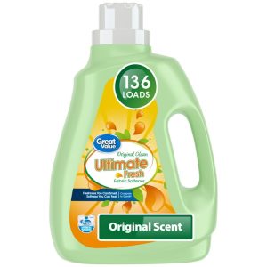 Great Value Ultimate Fresh Fabric Softener, Original Clean, 100 fl oz, 136 Loads, Compare to Gain®.