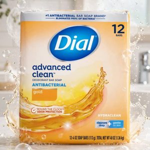 Dial Gold Antibacterial Deodorant Bar Soap, Advanced Clean Deep Cleanse Bar, 4 oz, 12 Bars.