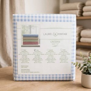 Laurel & Mayfair Full Gingham Print Sheet Set Blue.