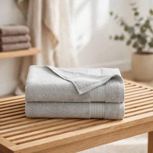 Martha Stewart Everyday 100% Cotton 500 GSM 2-Piece Solid Bath Towel Set, Soft & Absorbent Bath Towels 30" x 54".