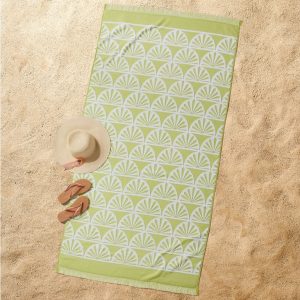 Better Homes & Gardens Oversized Cotton Blend Green Sun Print Beach Towel, 38" X 72".