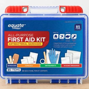 Equate On-the-Go First Aid Kit - Home, Travel, Office, Auto, School, 85 Pieces.