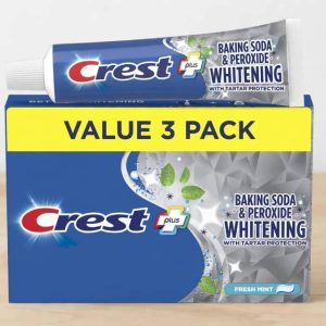 Crest Plus Baking Soda & Peroxide Whitening Toothpaste, Fresh Mint, 5.7 oz, Pack of 3.