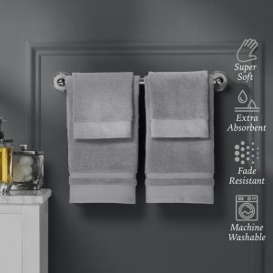 Hotel Style Luxury Hand & Washcloth Set, 100% U.S. Cotton, Mouse Grey, 4-Piece