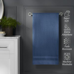 Hotel Style Luxury bath towel, 30 in x 56 in, 100% U.S. Cotton, Washed Indigo