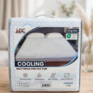 Lux Decor Cooling Mattress Protector King - Waterproof, Breathable & Soft 3D Air Fabric, Lightweight, Noiseless & Durable, 16” Deep Pocket Fitted Mattress Cover.