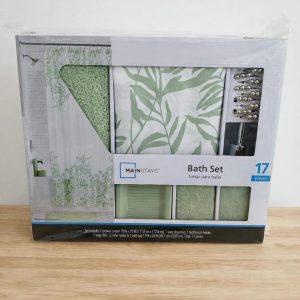 Mainstays 17 Pieces Luxury Bath Set- Green leaf