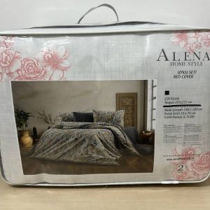 ALENA HOME STYLE 6pcs Queen Duvet Set - Dark gray mustard Floral pattern - 100% Cotton